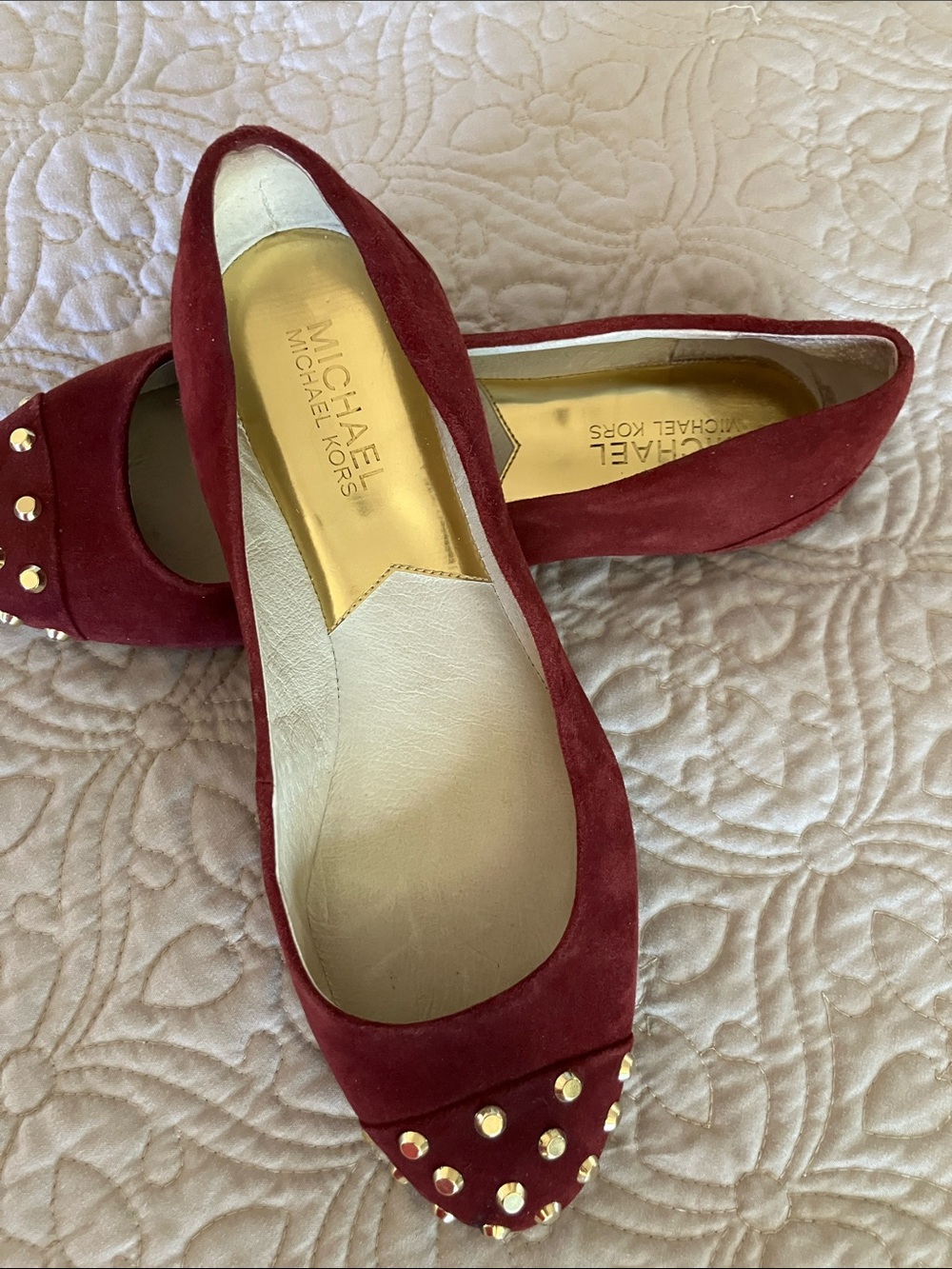 Michael Kors Ailee Studded Suede Flats in size 7